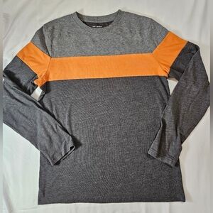 Urban Pipeline Boys Gray And Orange Striped Crewneck Long Sleeve Top Size XL